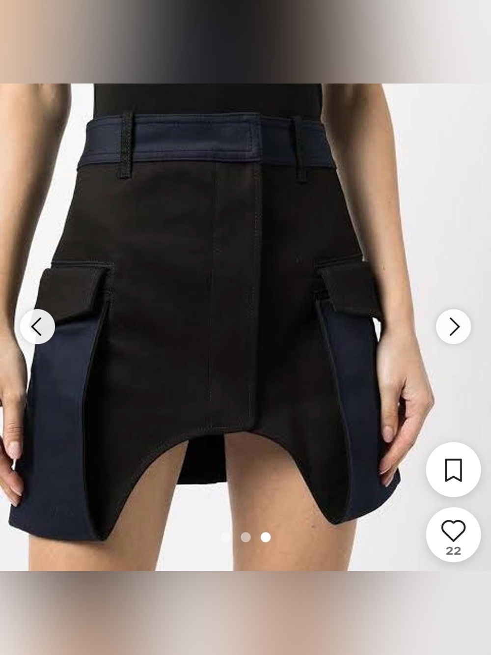 Dion Lee Black Saddle Mini Skirt with Navy Panels